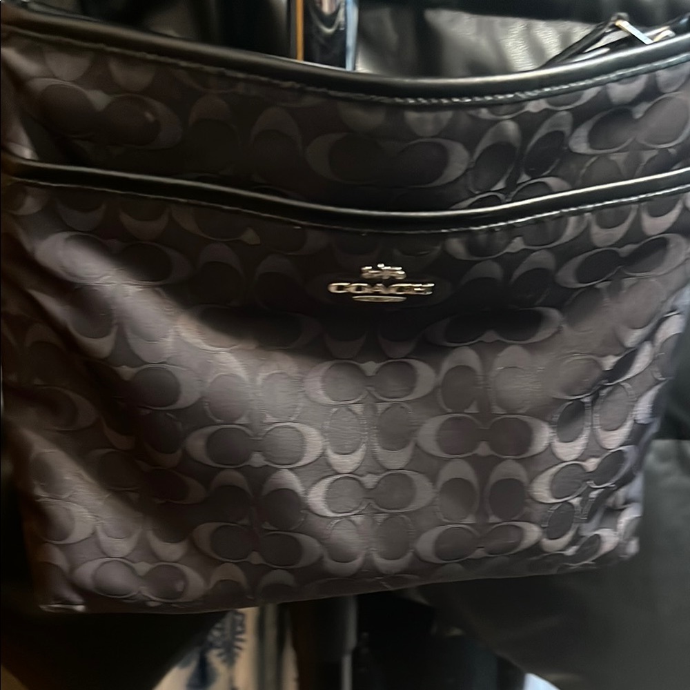Coach Black Messenger Bag with Signature Monogram
